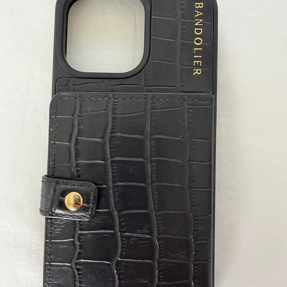 Bandolier Black iPhone 15 ProMax Case with Gold Chain - Picture 4 of 6